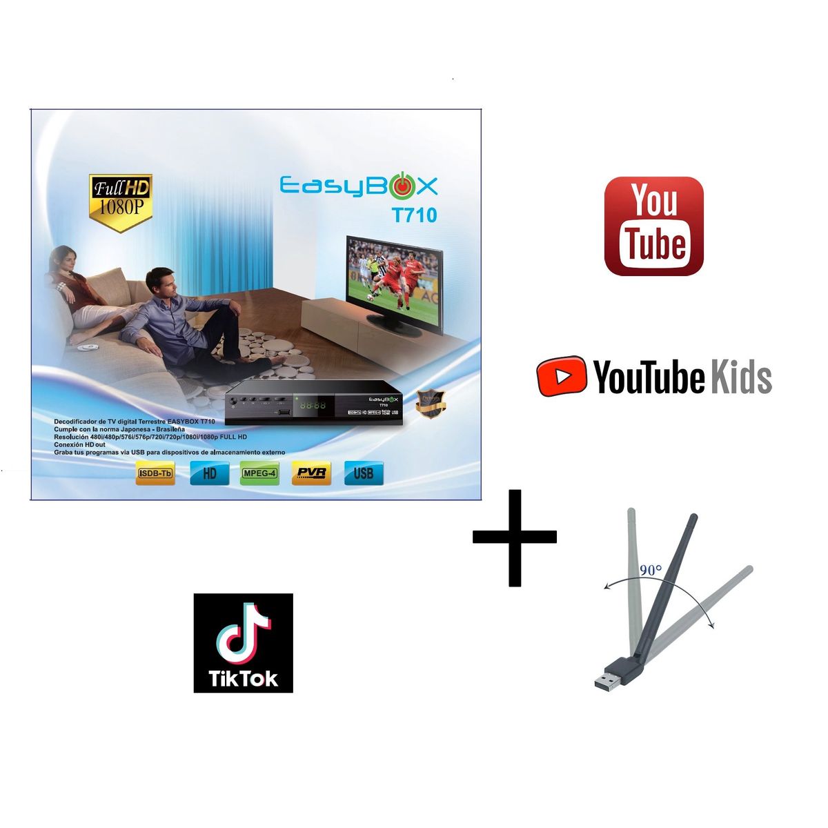 Easy Corp - Decodificador TV Digital Tv Full Hd Isdb-t Full HD Wifi Youtube