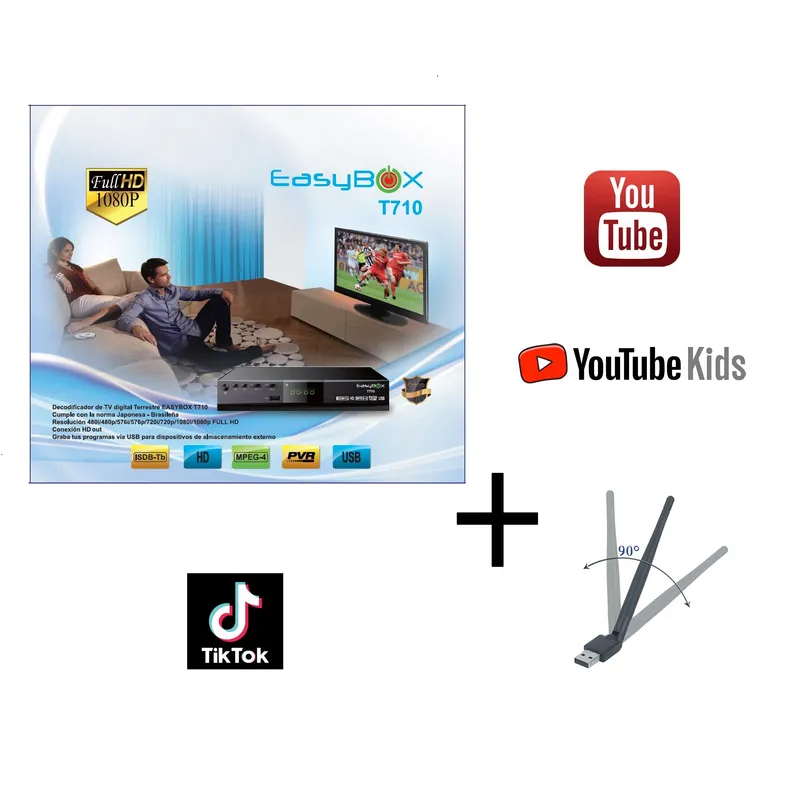 Easy Corp - Decodificador TV Digital Tv Full Hd Isdb-t Full HD Wifi Youtube