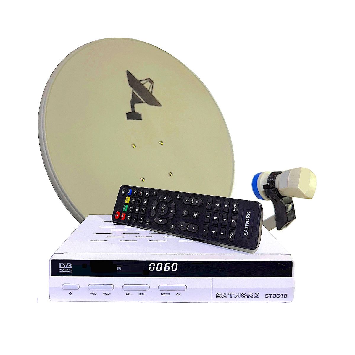 SAT PCS - RECEPTOR SATELITAL SATWORK ST3618 CANALES VIA SATELITE H265
