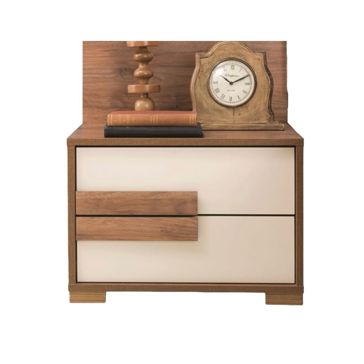 VENTITAS HOME - Velador Nórdico Tianna 2 Cajones Ventitas Home Color Duna y Blanco