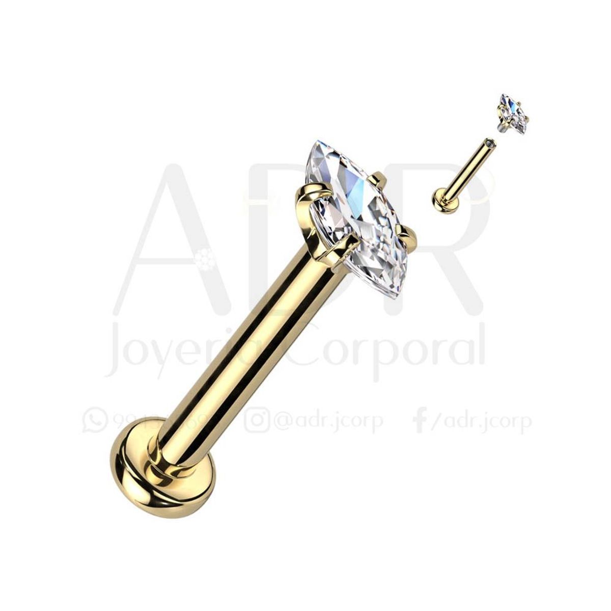 ADR JOYERIA CORPORAL - Piercing Oreja Marquise Zircon Labret ADR Joyería Corporal