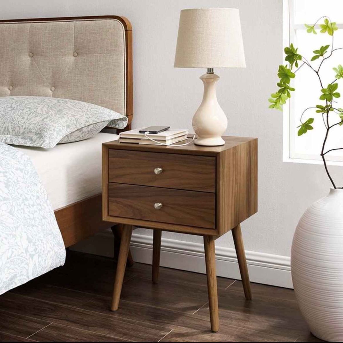 VENTITAS HOME - Velador Vintage Premium 2 Cajones Ventitas Home Color Duna