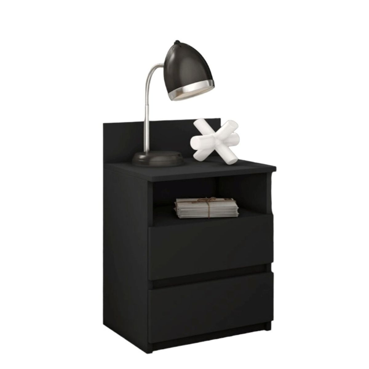 VENTITAS HOME - Mesa de Noche Velador Valery 2 Cajones Ventitas Home Negro