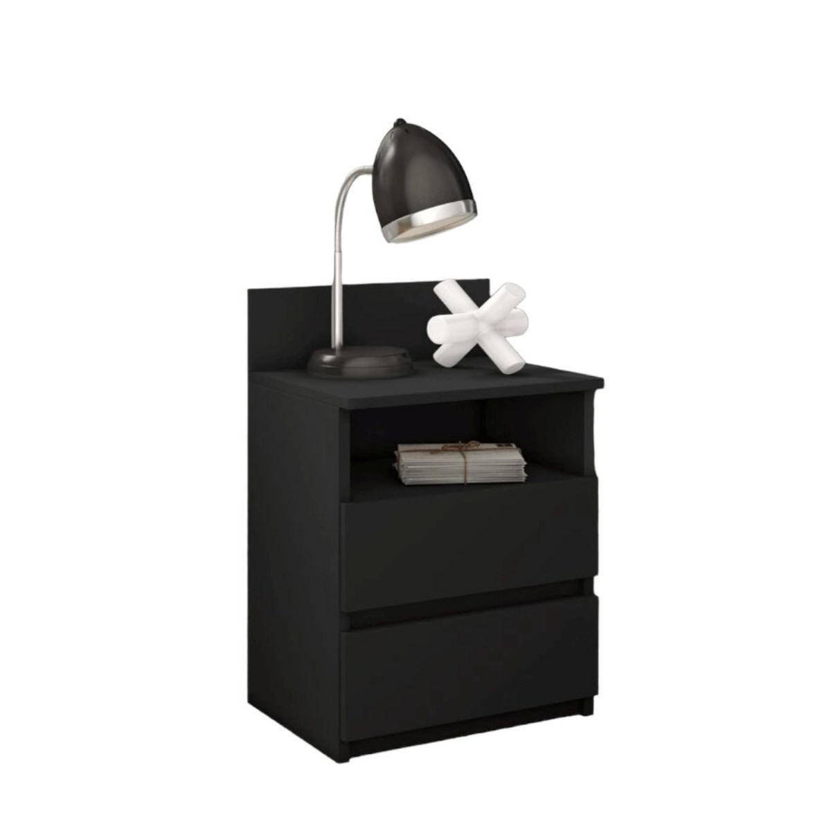 VENTITAS HOME - Mesa de Noche Velador Valery 2 Cajones Ventitas Home Negro