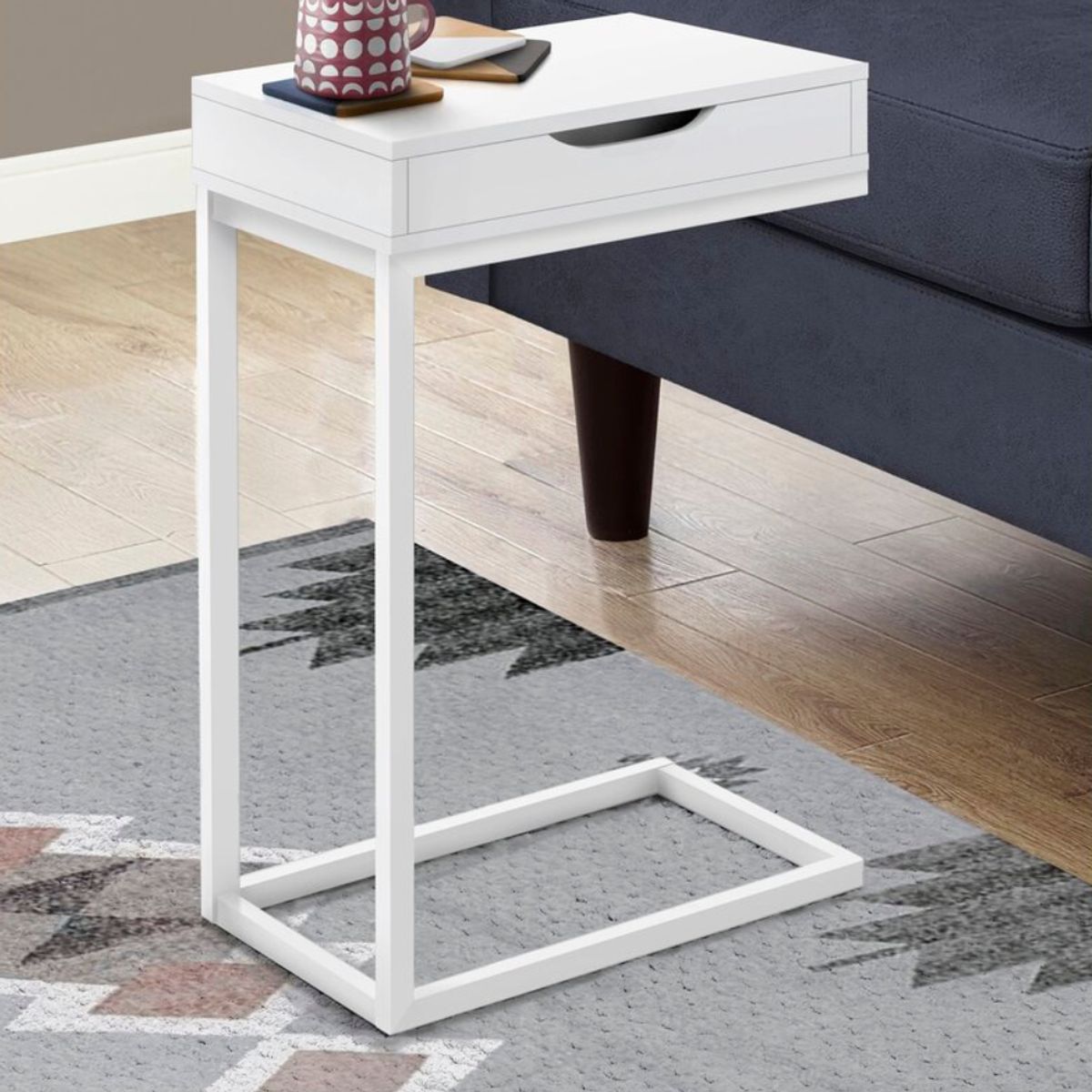 VENTITAS HOME - Mesa Auxiliar Velador Industrial Ventitas Home Céline Blanco