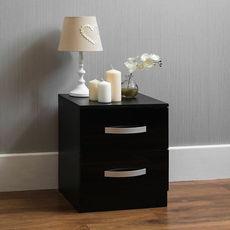 VENTITAS HOME - Mesa de Noche Velador Mazziel 2 Cajones Ventitas Home Color Negro
