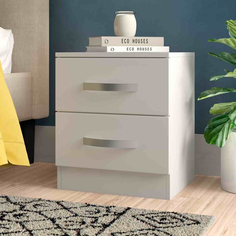 VENTITAS HOME - Mesa de Noche Velador Mazziel 2 Cajones Ventitas Home Color Blanco