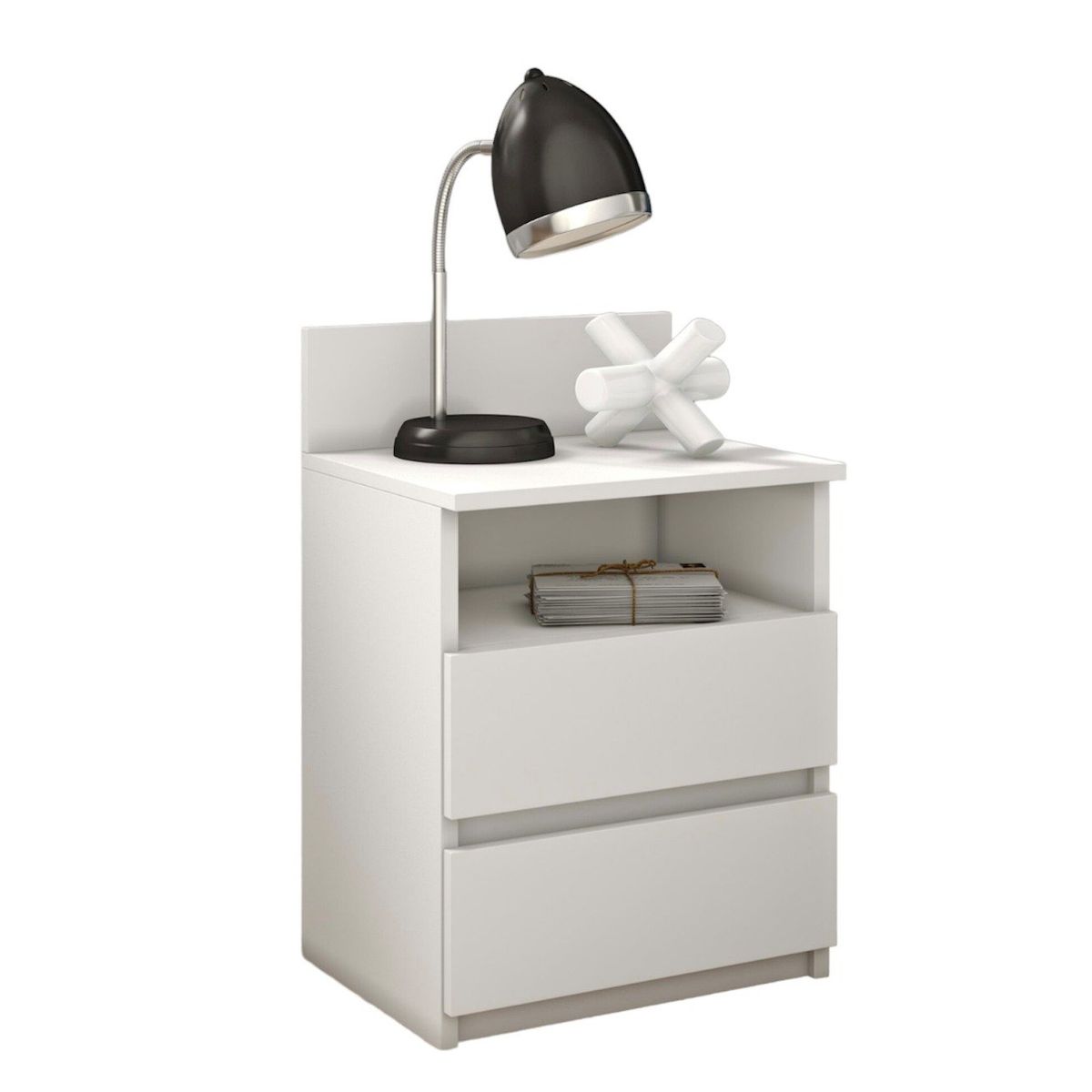 VENTITAS HOME - Mesa de Noche Velador Valery 2 Cajones Ventitas Home Color Blanco