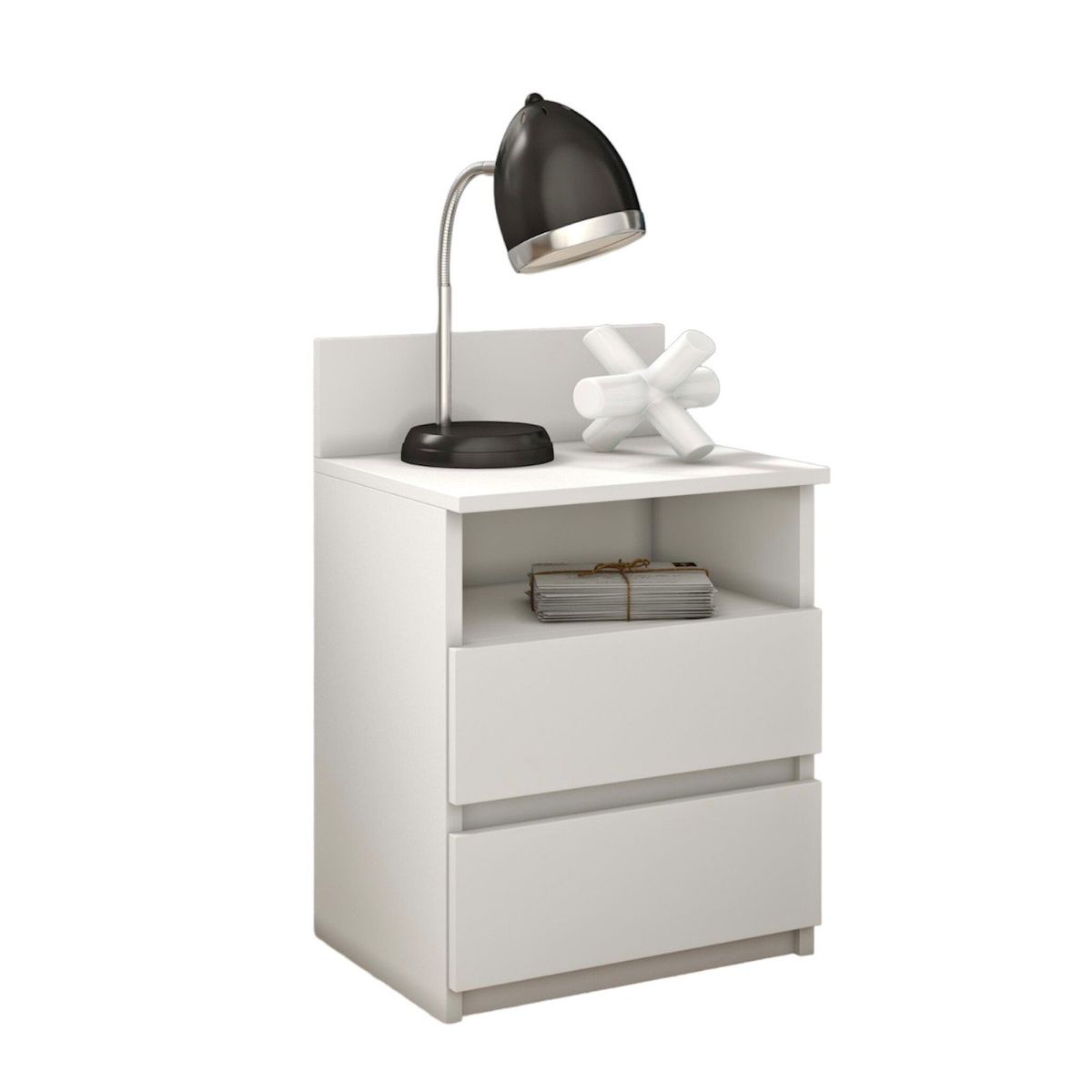 VENTITAS HOME - Mesa de Noche Velador Valery 2 Cajones Ventitas Home Color Blanco