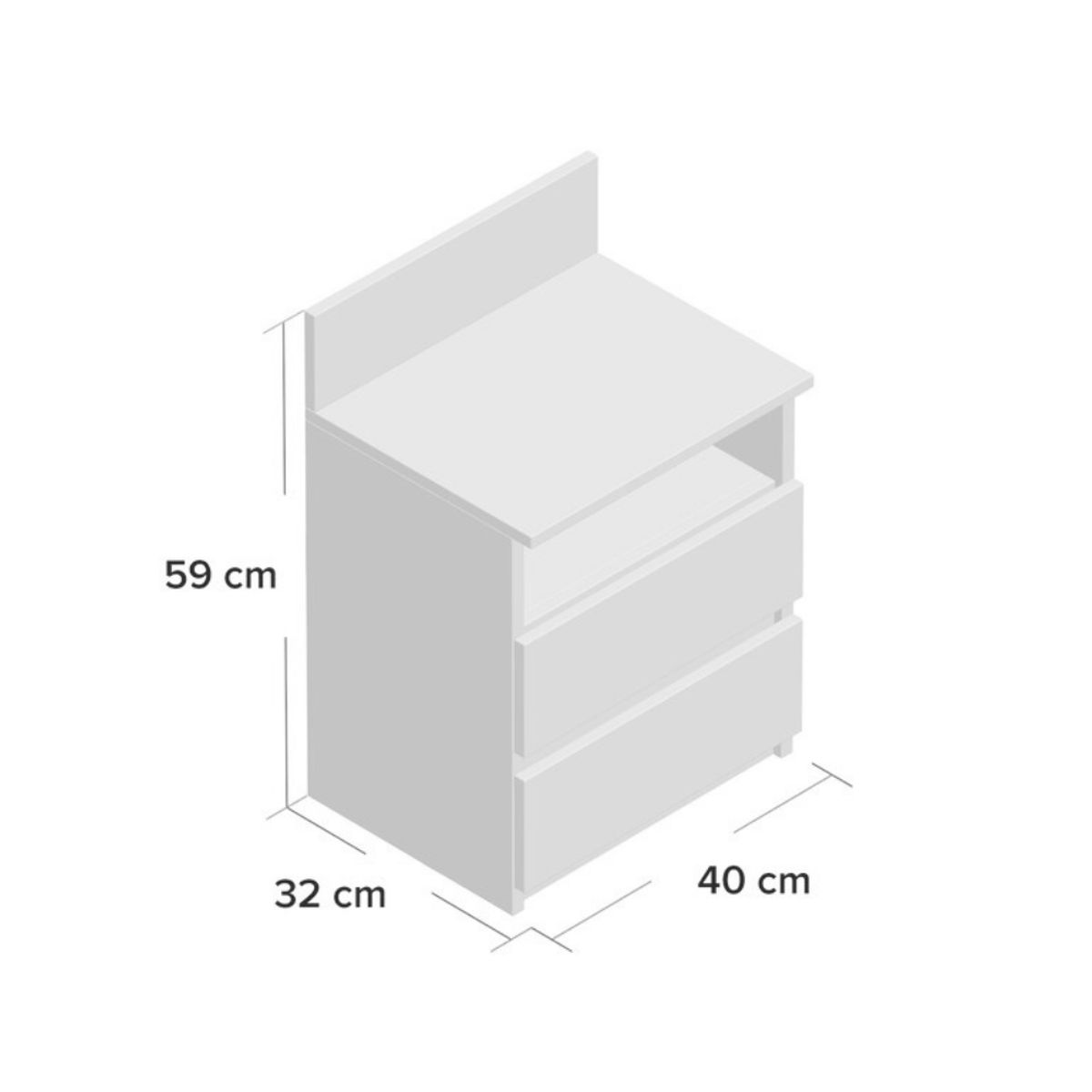 VENTITAS HOME - Mesa de Noche Velador Valery 2 Cajones Ventitas Home Color Blanco