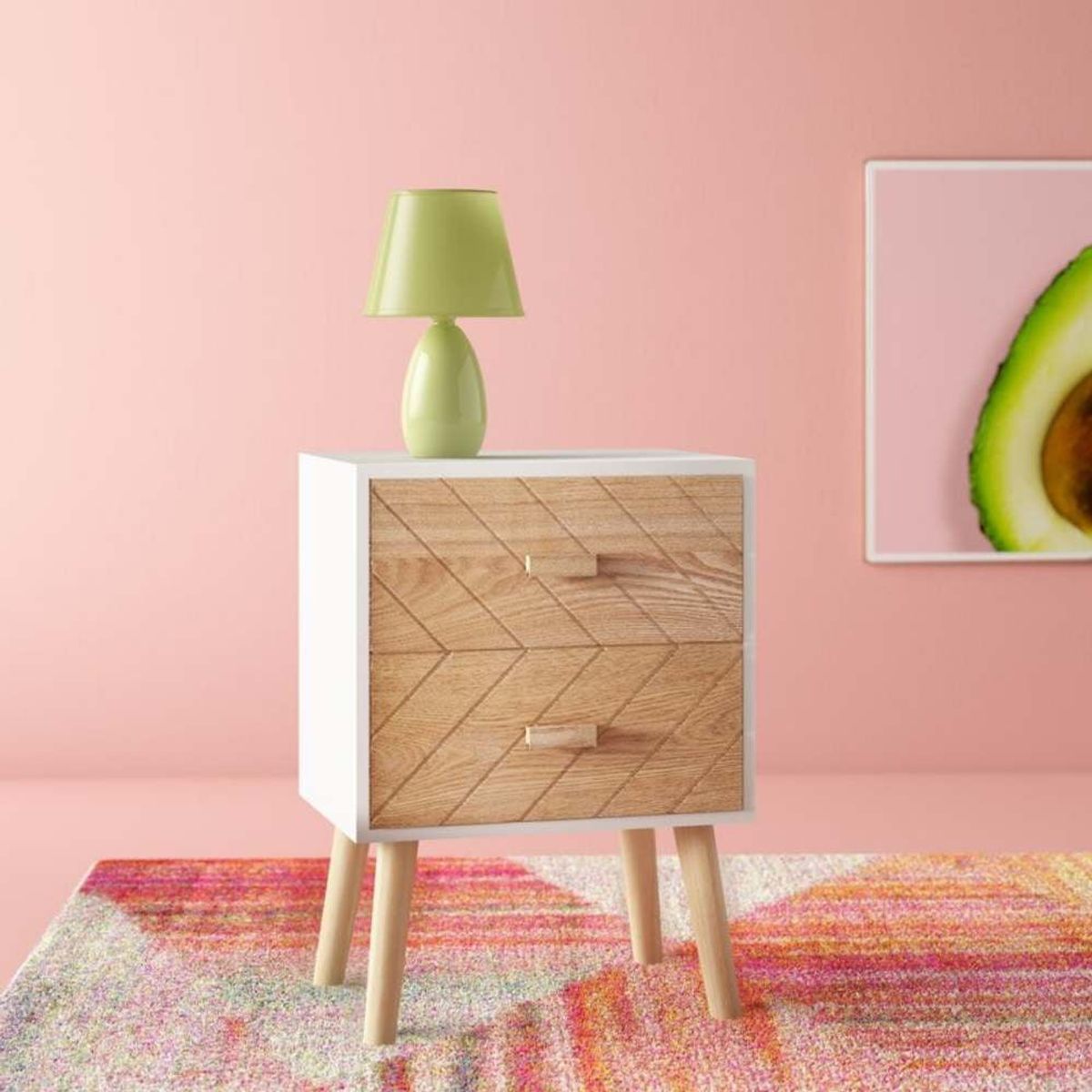 VENTITAS HOME - Mesa de Noche Velador Vintage Biedronka de Melamine y Madera