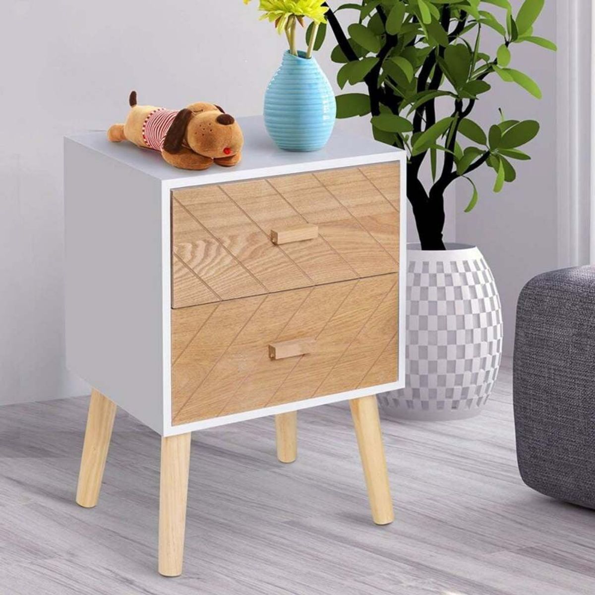 VENTITAS HOME - Mesa de Noche Velador Vintage Biedronka de Melamine y Madera