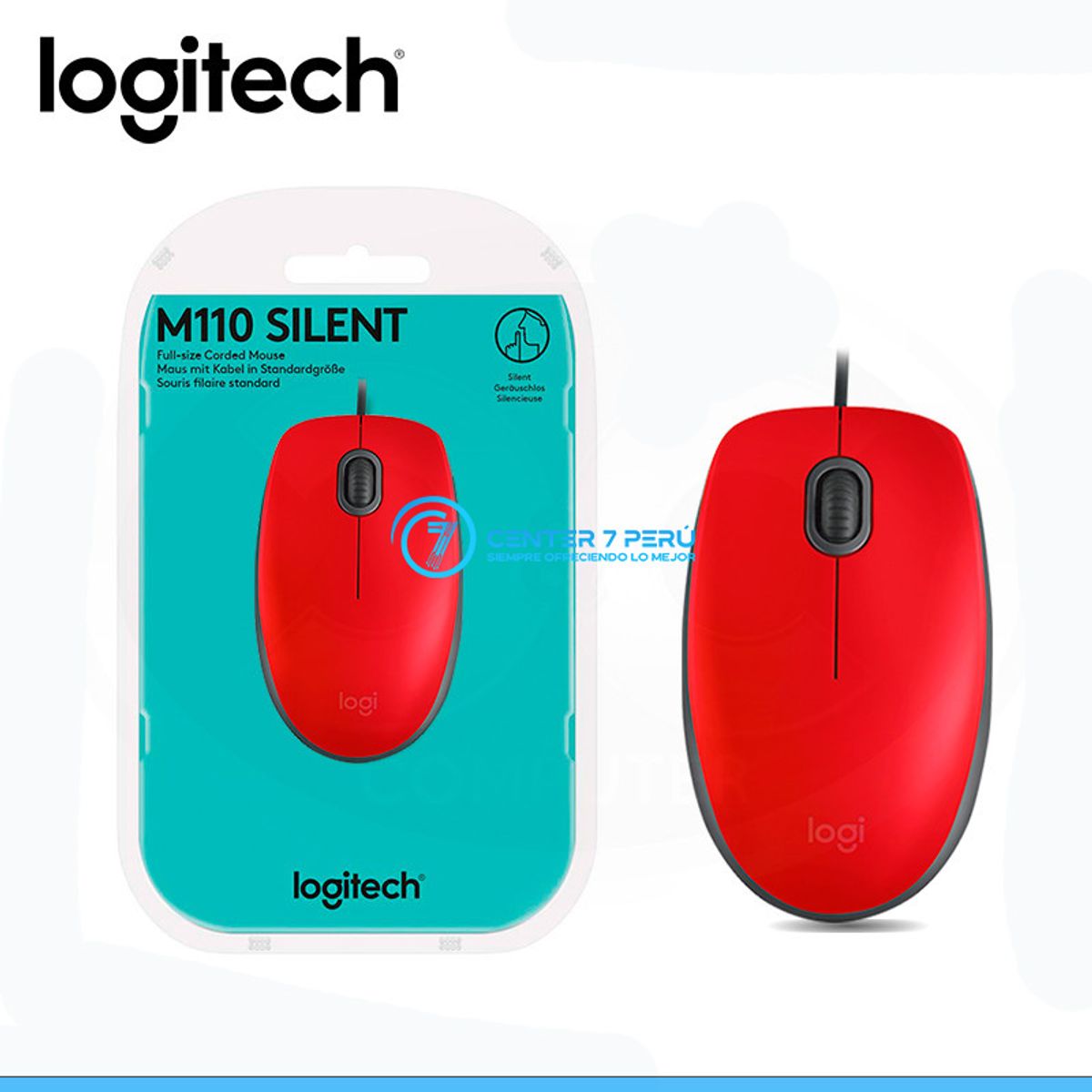 LOGITECH - MOUSE LOGITECH M110 SILENT OPTICO USB RED