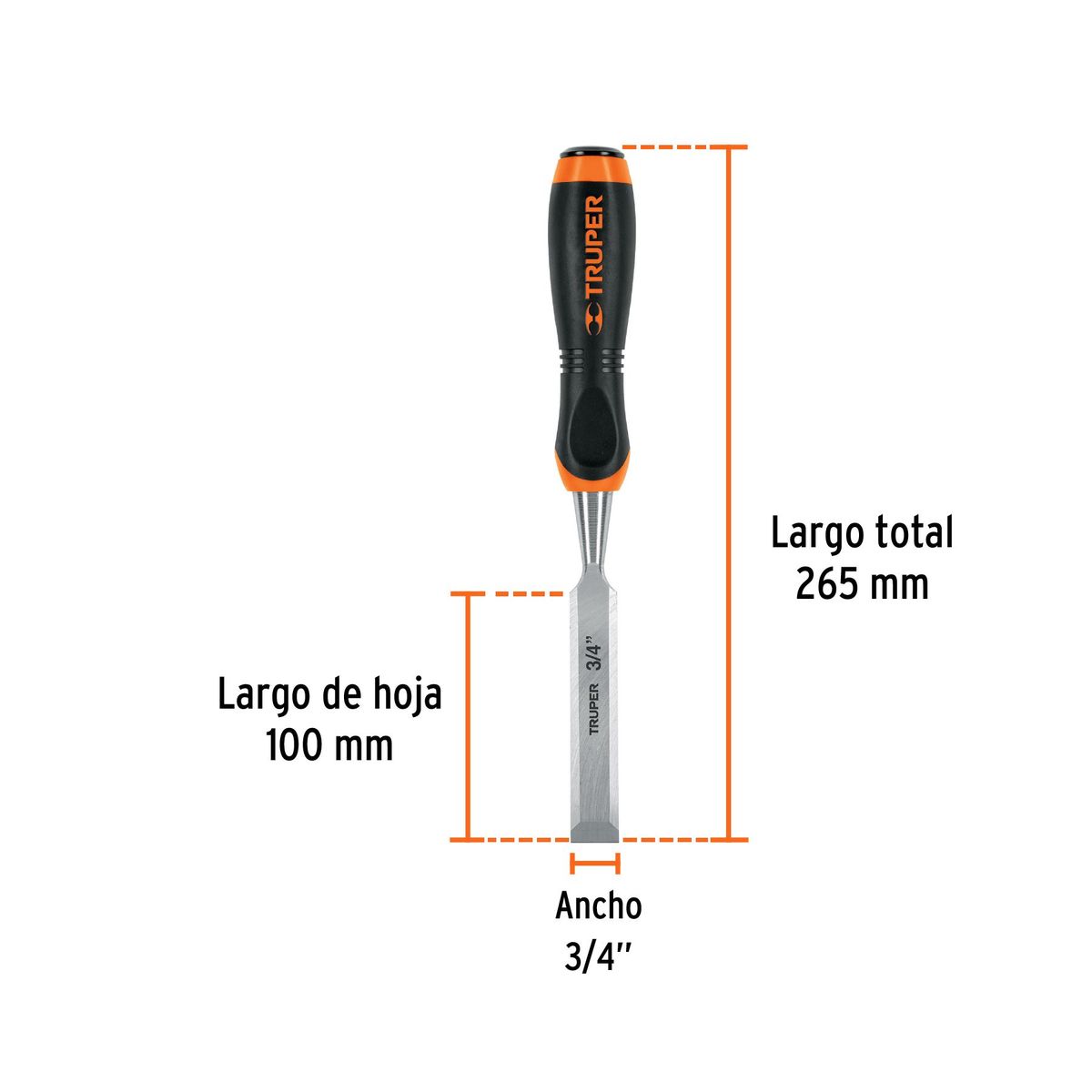 TRUPER - Formón Mango Confort Grip Truper 3/4" 14627 - Naranja
