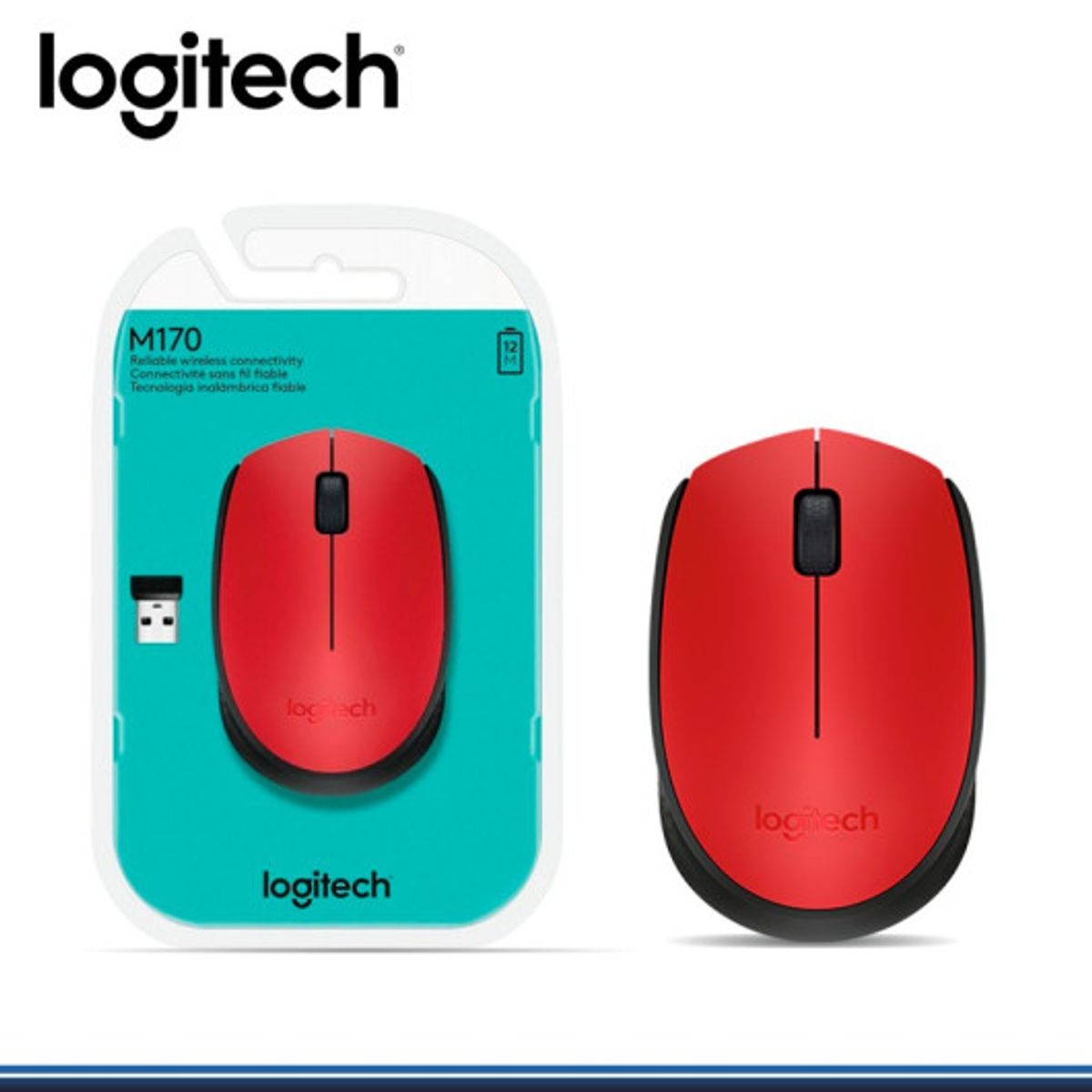 LOGITECH - MOUSE LOGITECH M170 WIRELESS RED 910-004941