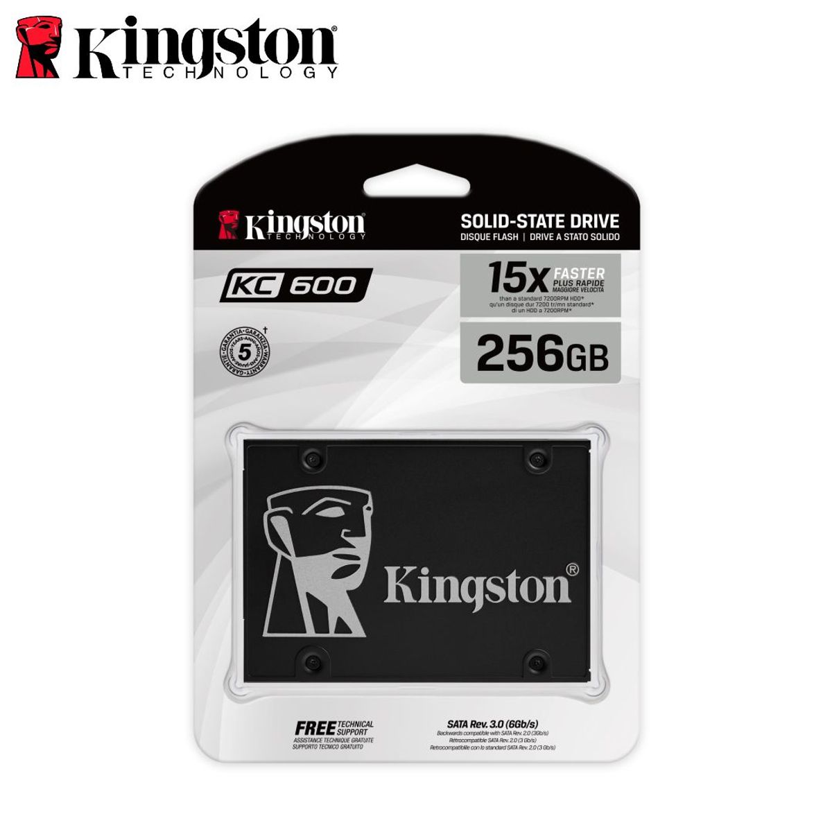 KINGSTON - DISCO SSD Kingston KC600, 256GB, 2.5", SATA 6.0 Gb/s.