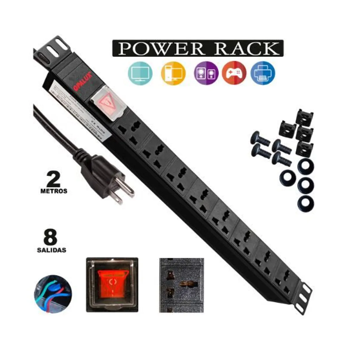 OPALUX - Supresor de Picos 8 Salidas Rack OP-8V10A OPALUX