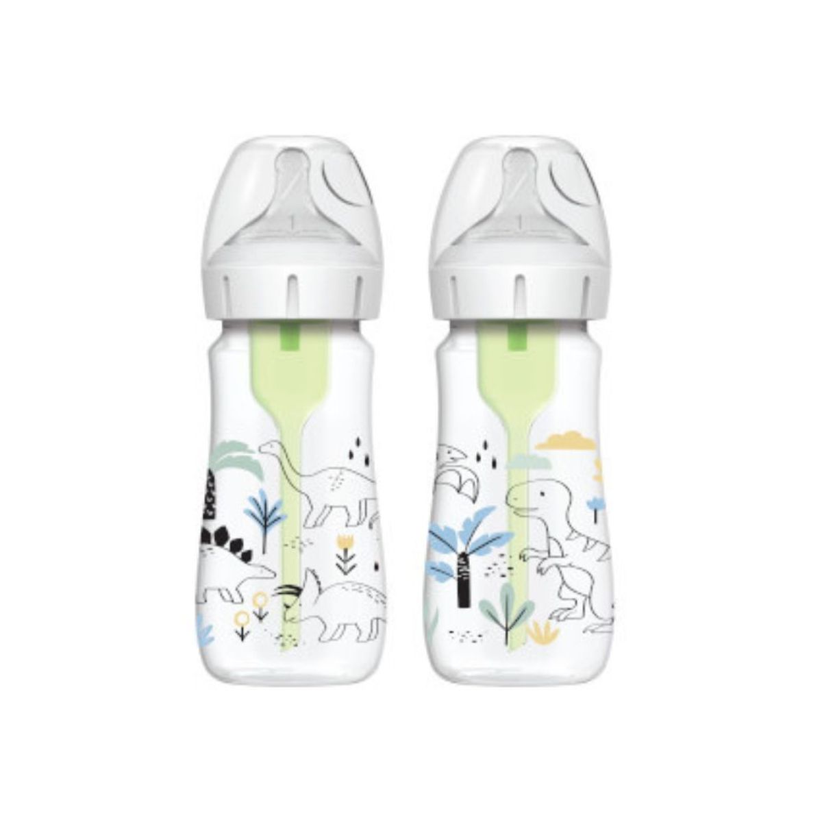 DR BROWNS - Set X2 Biberones Boca Ancha Polipropileno de 9 oz Dino