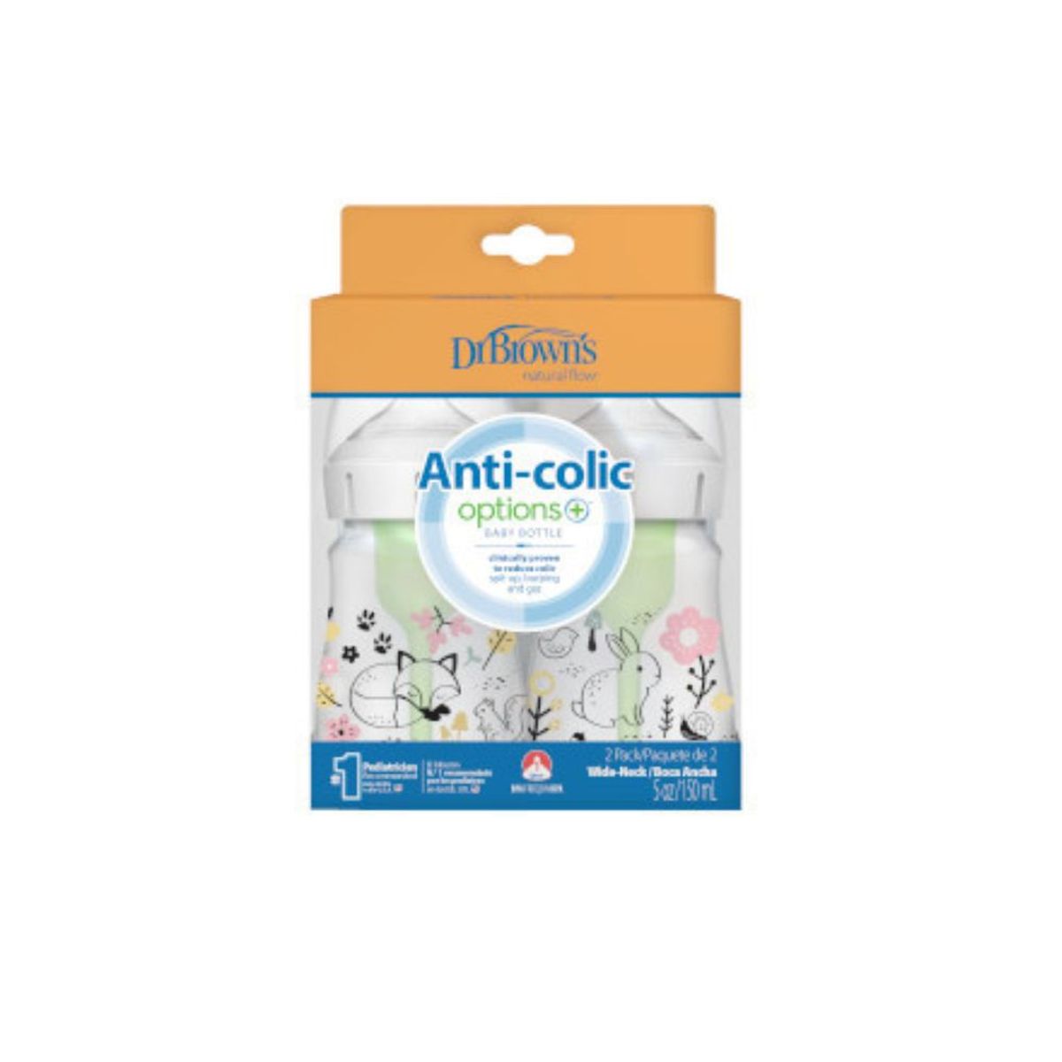 DR BROWNS - Set X2 Biberones Boca Ancha Polipropileno de 5 oz Bosque.