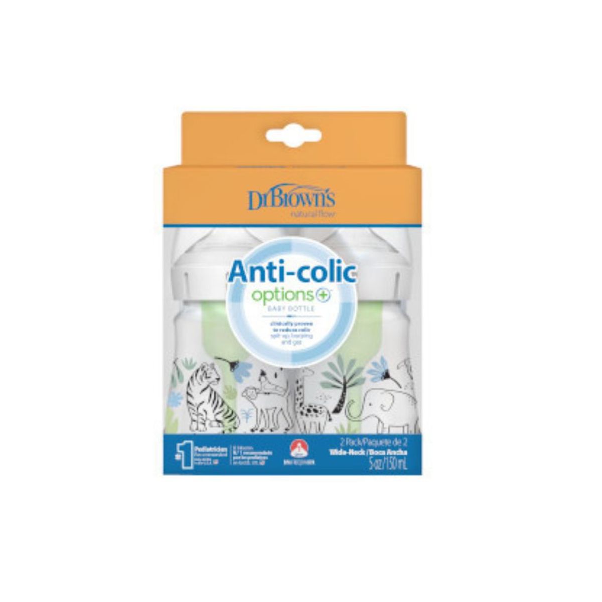 DR BROWNS - Set X2 Biberones Boca Ancha Polipropileno de 5 oz Safari