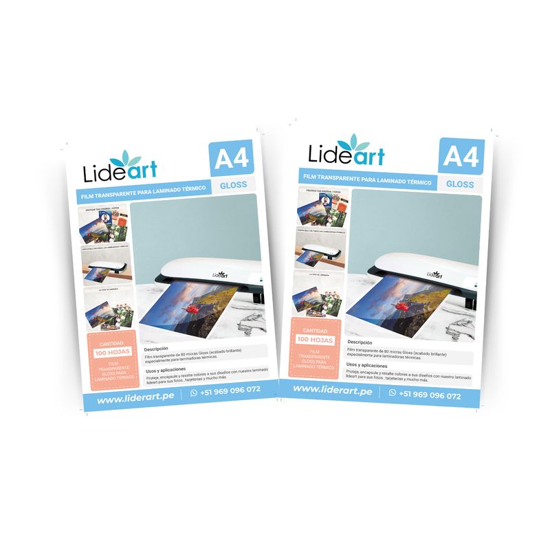 LIDEART - Paquete De 100 Micas Para Enmicar Tamaño A4 80 Micras