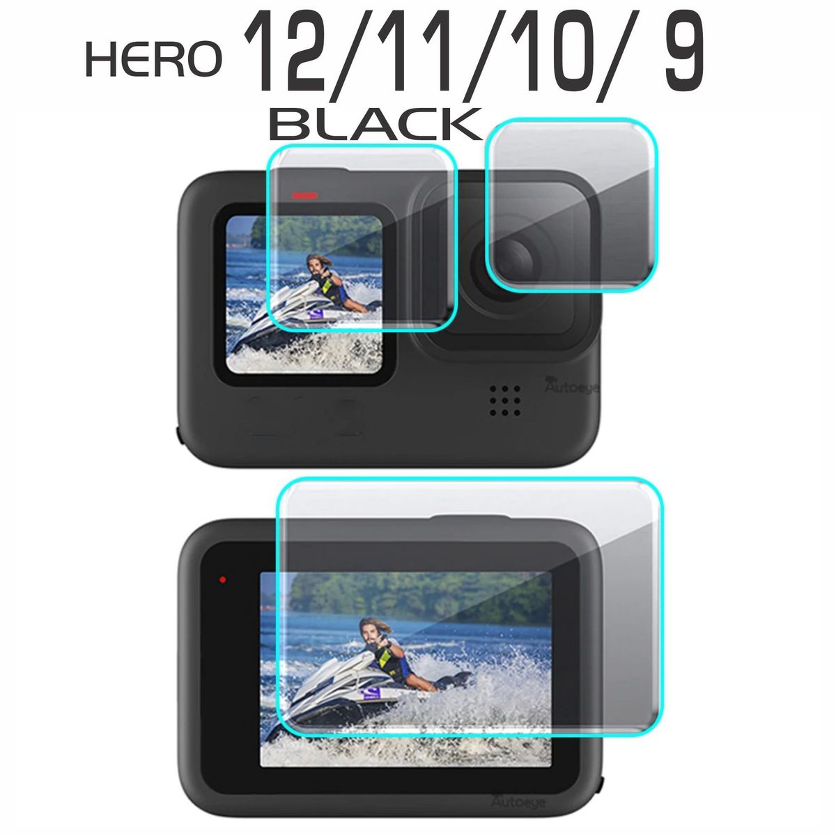 GENERICO - Juego 3 Vidrio Templado Protector De Lente Para Gopro 9/10/11/12 Black