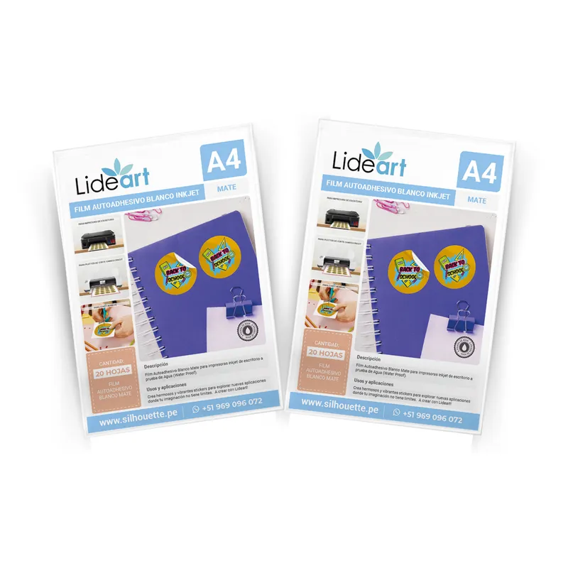 LIDEART - Vinil Autoadhesivo Imprimible Blanco Gloss Inkjet A4 x 40und
