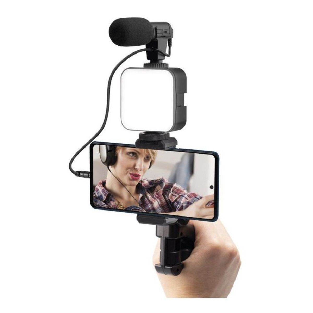 GENERICO - Kit Estabilizador Trípode Soporte para Celular Luz Led y Micrófono