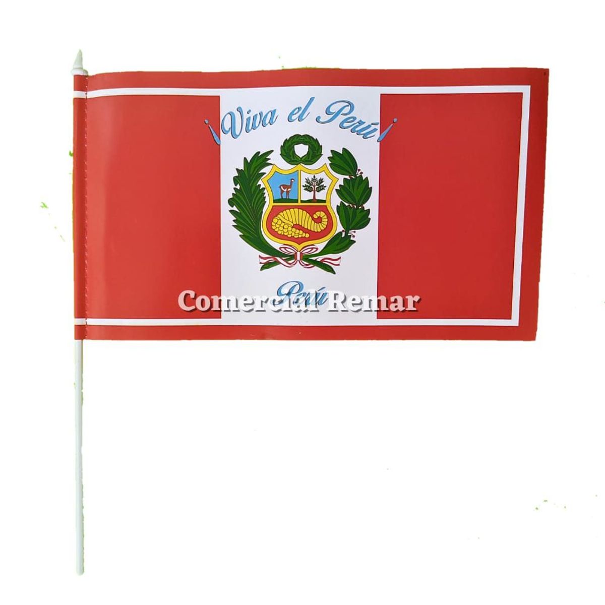 PERU - 12 unidades Banderas de Perú 22x12cm para Mano de Papel Con Escudo
