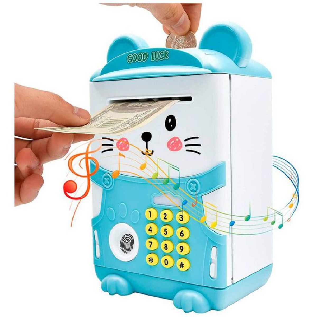 GENERICO - Alcancía Electrónica de Monedas-Billetes para Niños-celeste