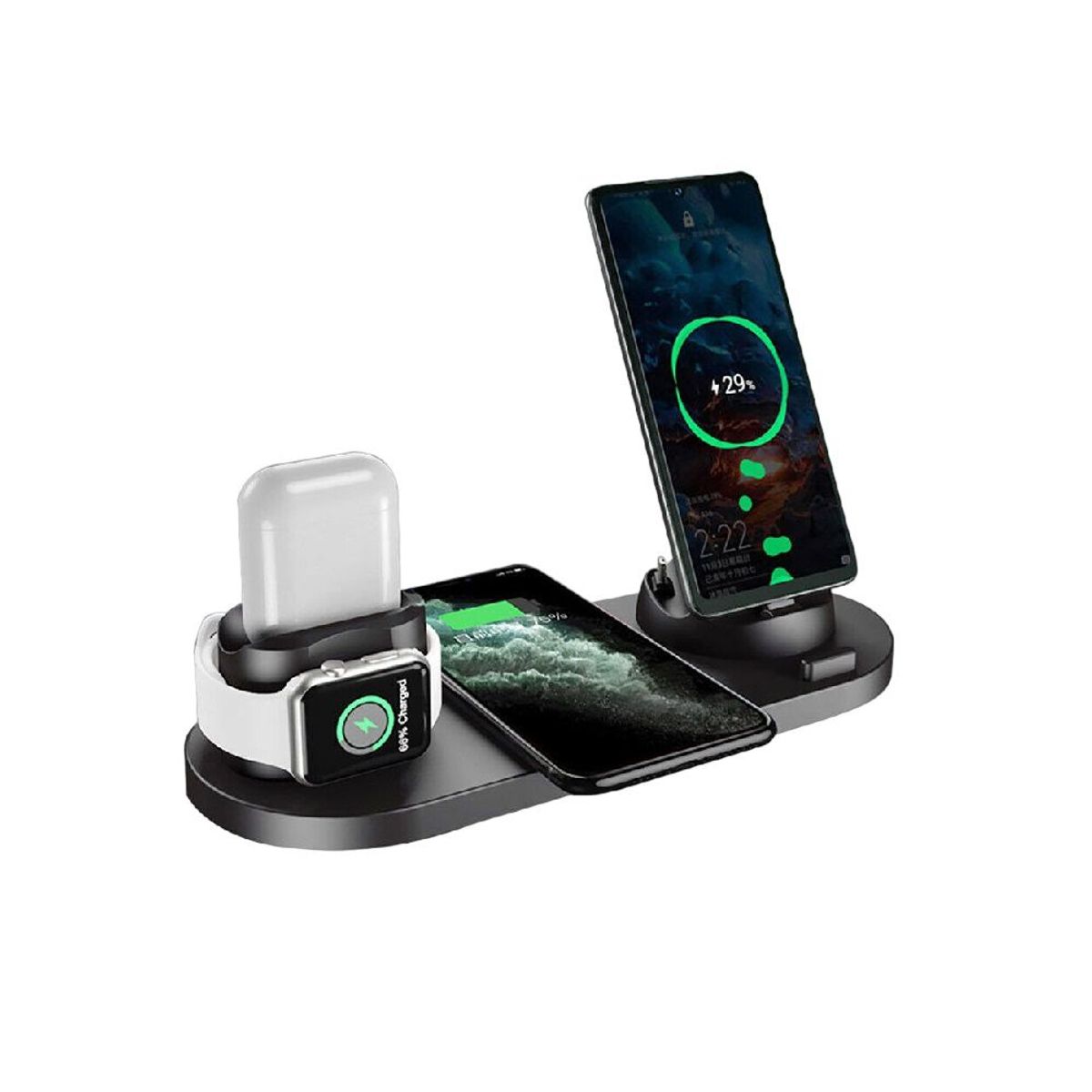 GENERICO - Estación de Carga rápida 30W 7 en 1 inalámbrica