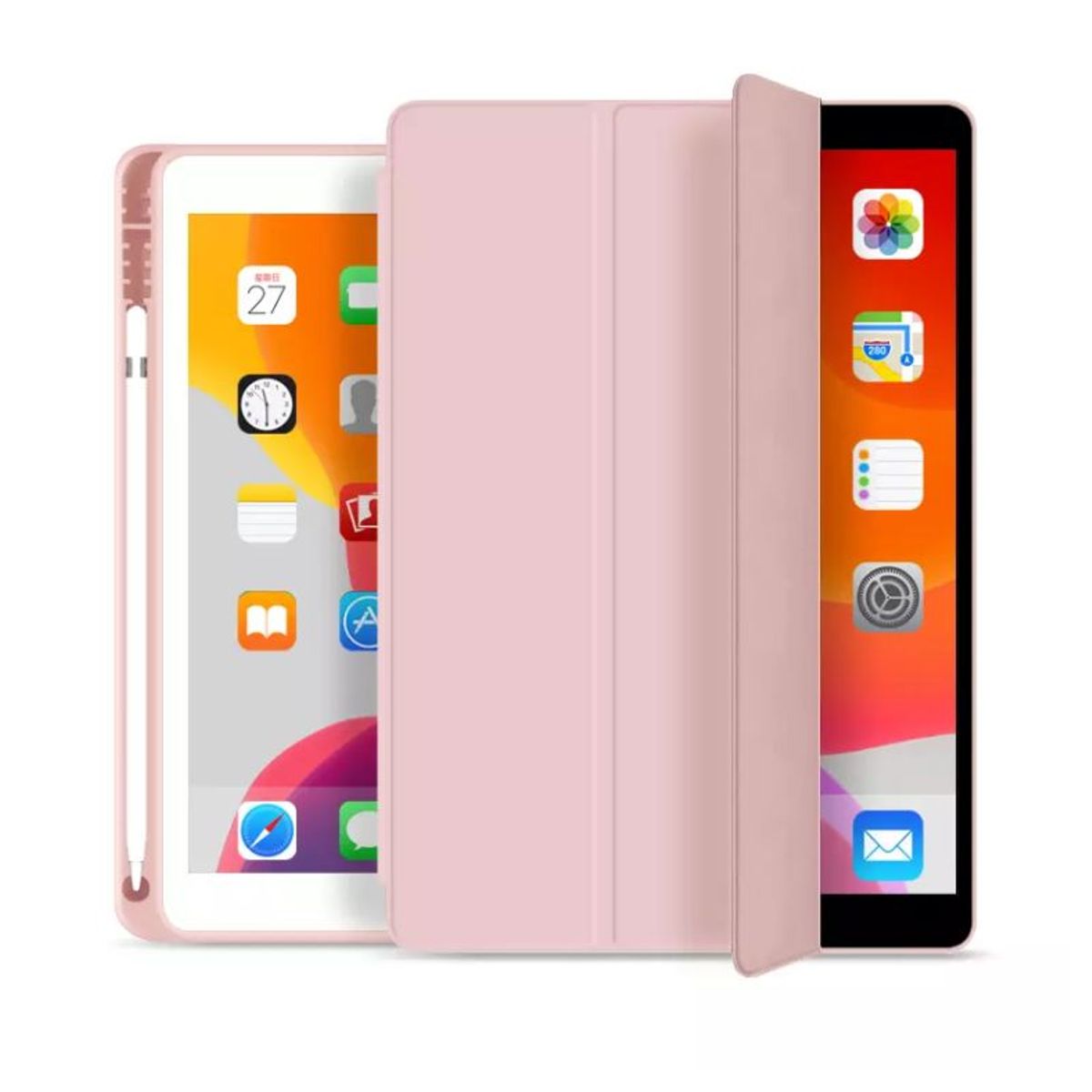 GENERICO - Funda Smart Case ROSADO iPad 10.2 (7ma 8va y 9na Gen) con portapencil