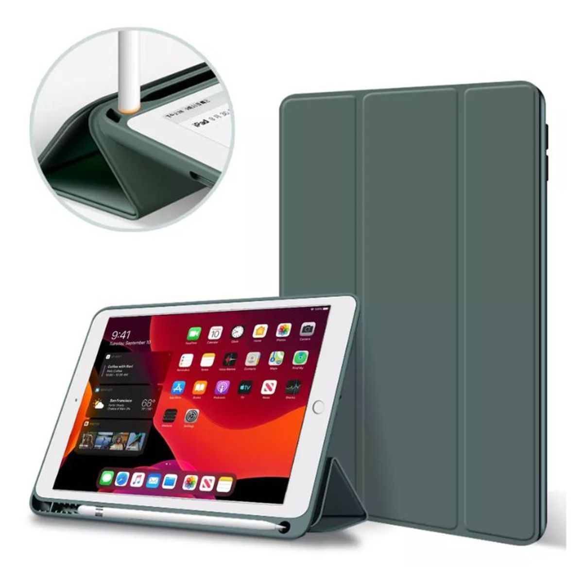 GENERICO - Funda Smart Case ROSADO iPad 10.2 (7ma 8va y 9na Gen) con portapencil