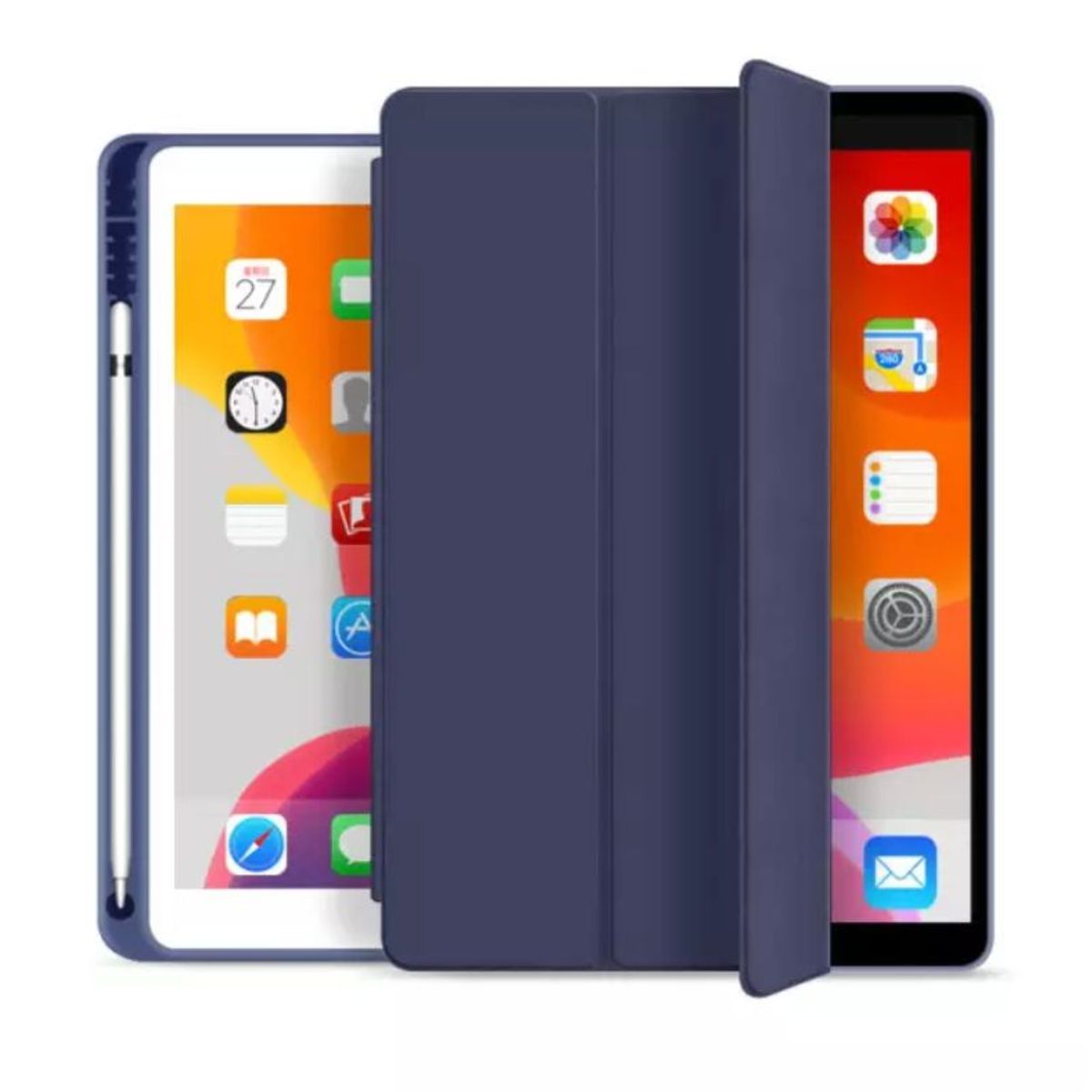 GENERICO - Smart Case AZUL NAVY iPad 10.2 (7ma 8va y 9na Gen) con portapencil