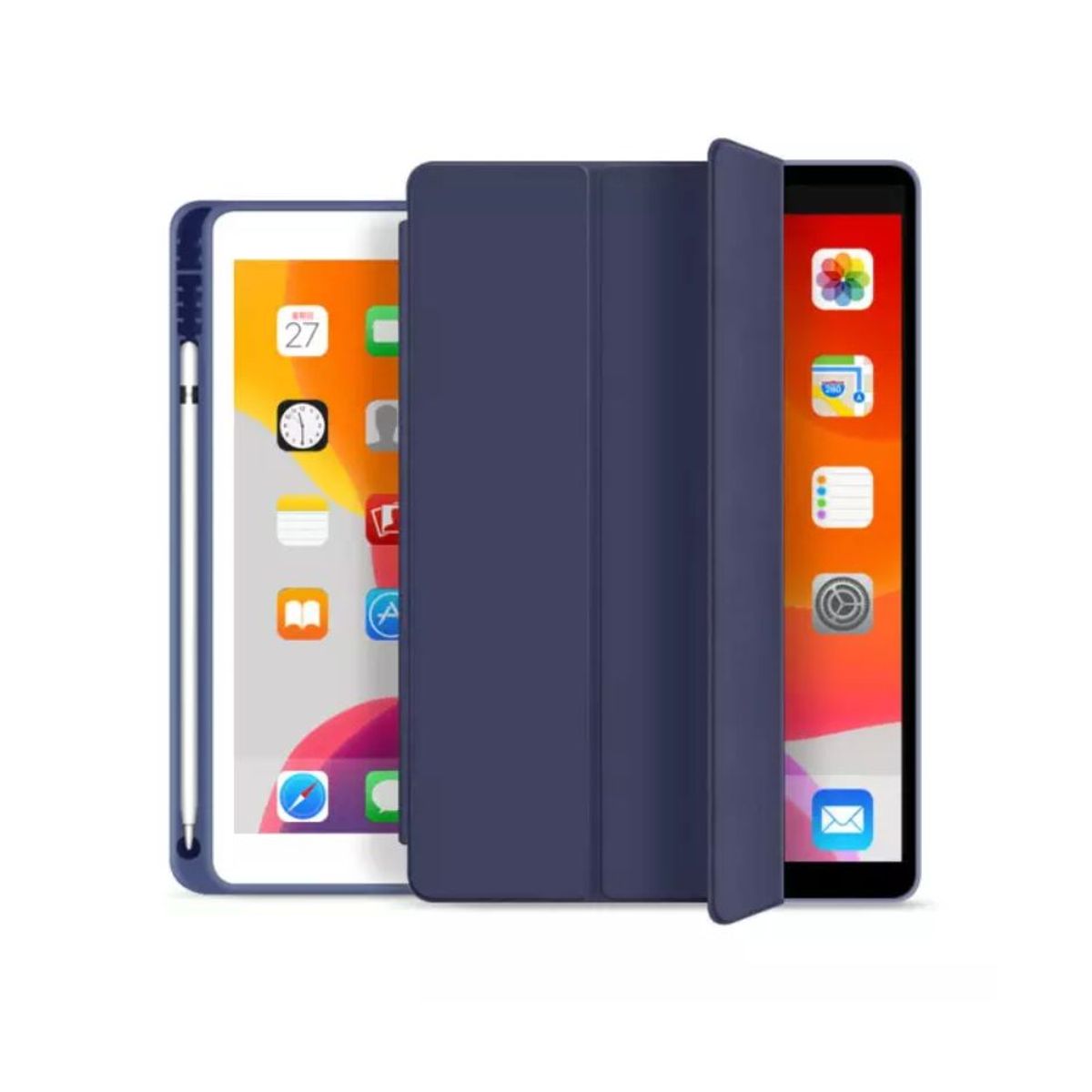 GENERICO - Smart Case AZUL NAVY iPad 10.2 (7ma 8va y 9na Gen) con portapencil