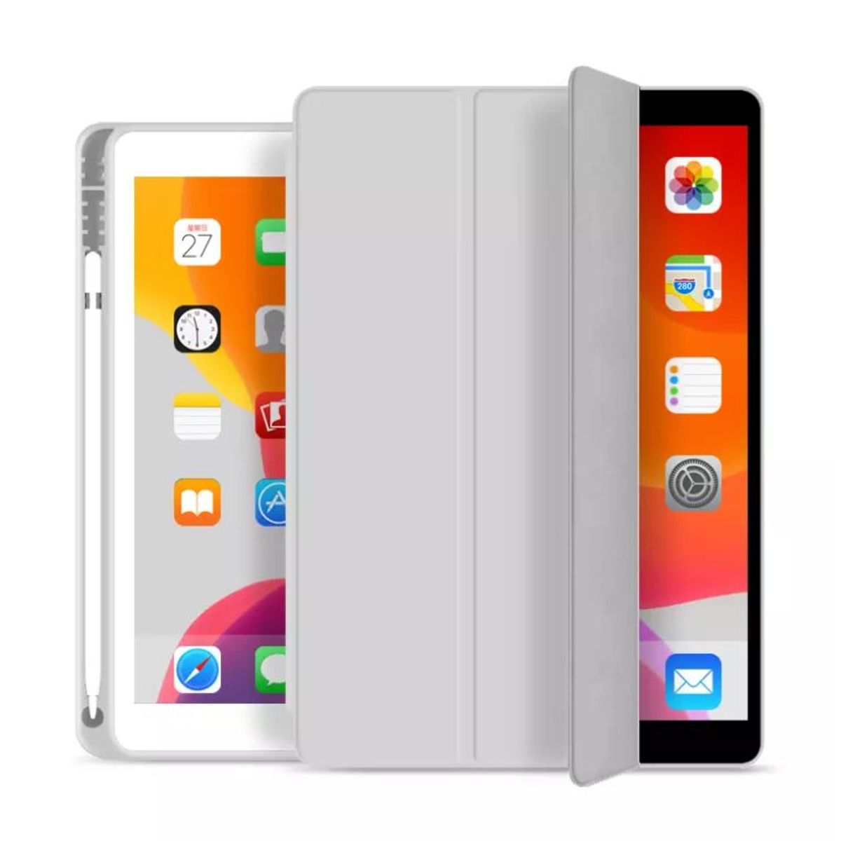 GENERICO - Smart Case BLANCO HUMO iPad 10.2 (7ma 8va y 9na Gen) con portapencil