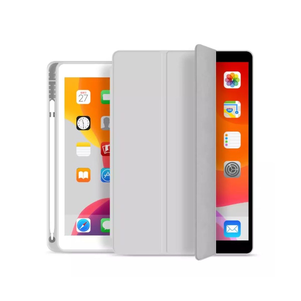 GENERICO - Smart Case BLANCO HUMO iPad 10.2 (7ma 8va y 9na Gen) con portapencil