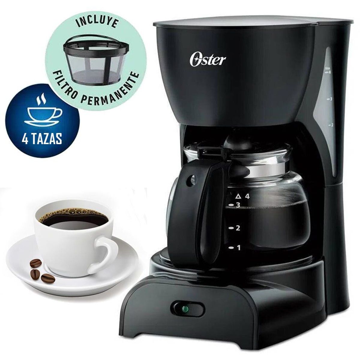 OSTER - Cafetera BVSTDCDR5B De 4 Tazas