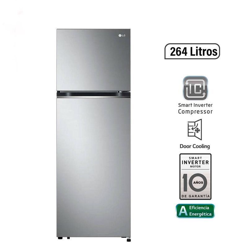 LG - Refrigeradora LG No Frost GT26BPP Top Freezer 264L con Door Cooling Plateada