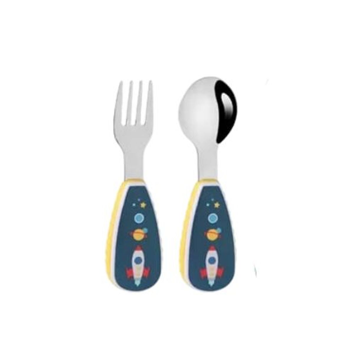GENERICO - PACK x 2 CUBIERTOS COHETE ESPACIAL, CUCHARA Y TENEDOR