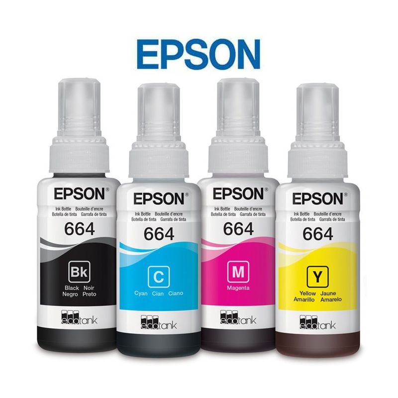 EPSON - Kit Tinta Epson T664 Pack de 4 Colores 70ml L455, L310, L375,  L475