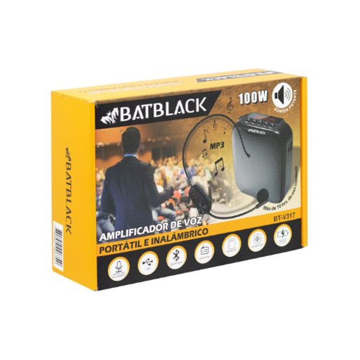 BATBLACK - Mini Amplificador de Voz Recargable Profesional Inalámbrico