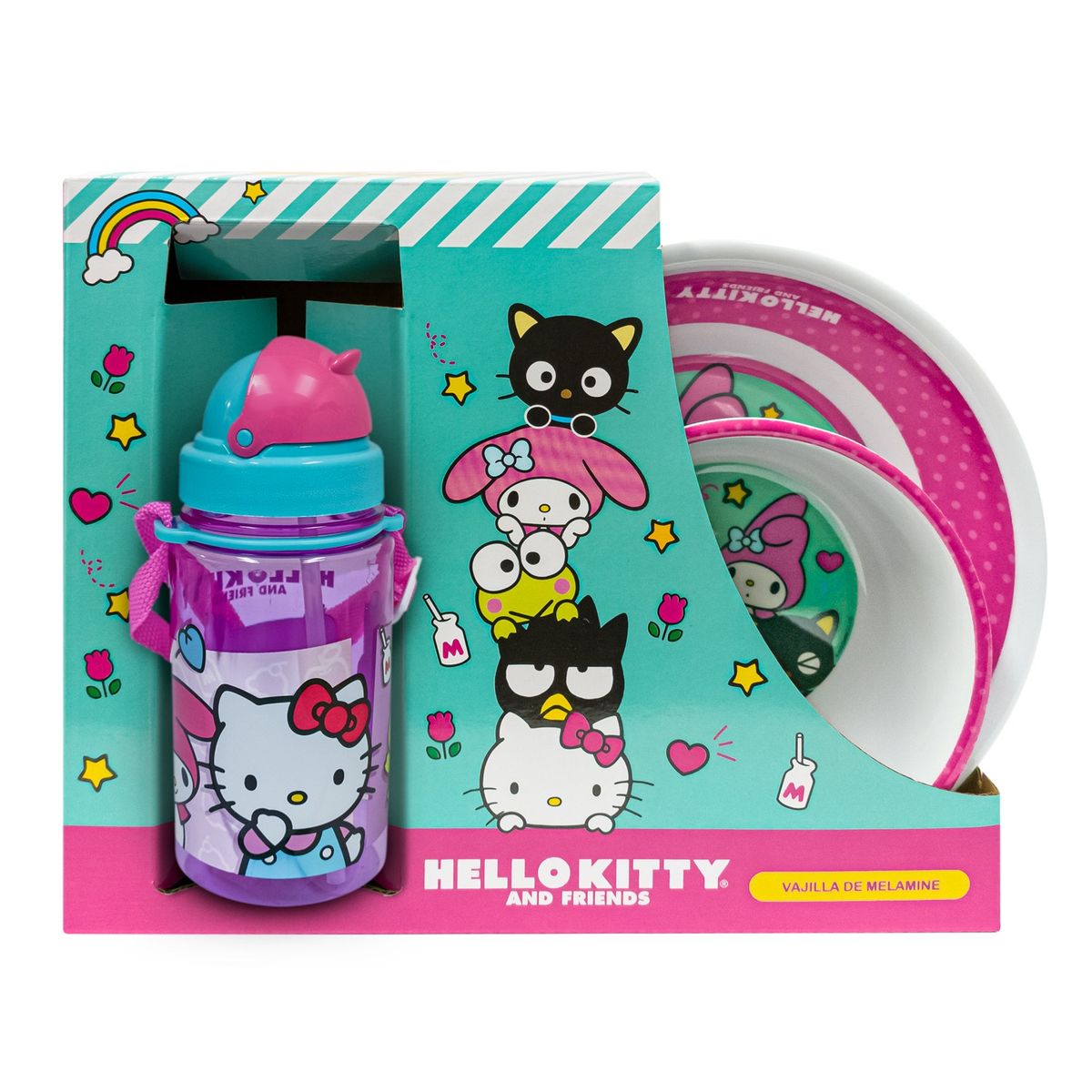 SCOOL - Vajilla de melamine 3 piezas Hello Kitty & Amigos