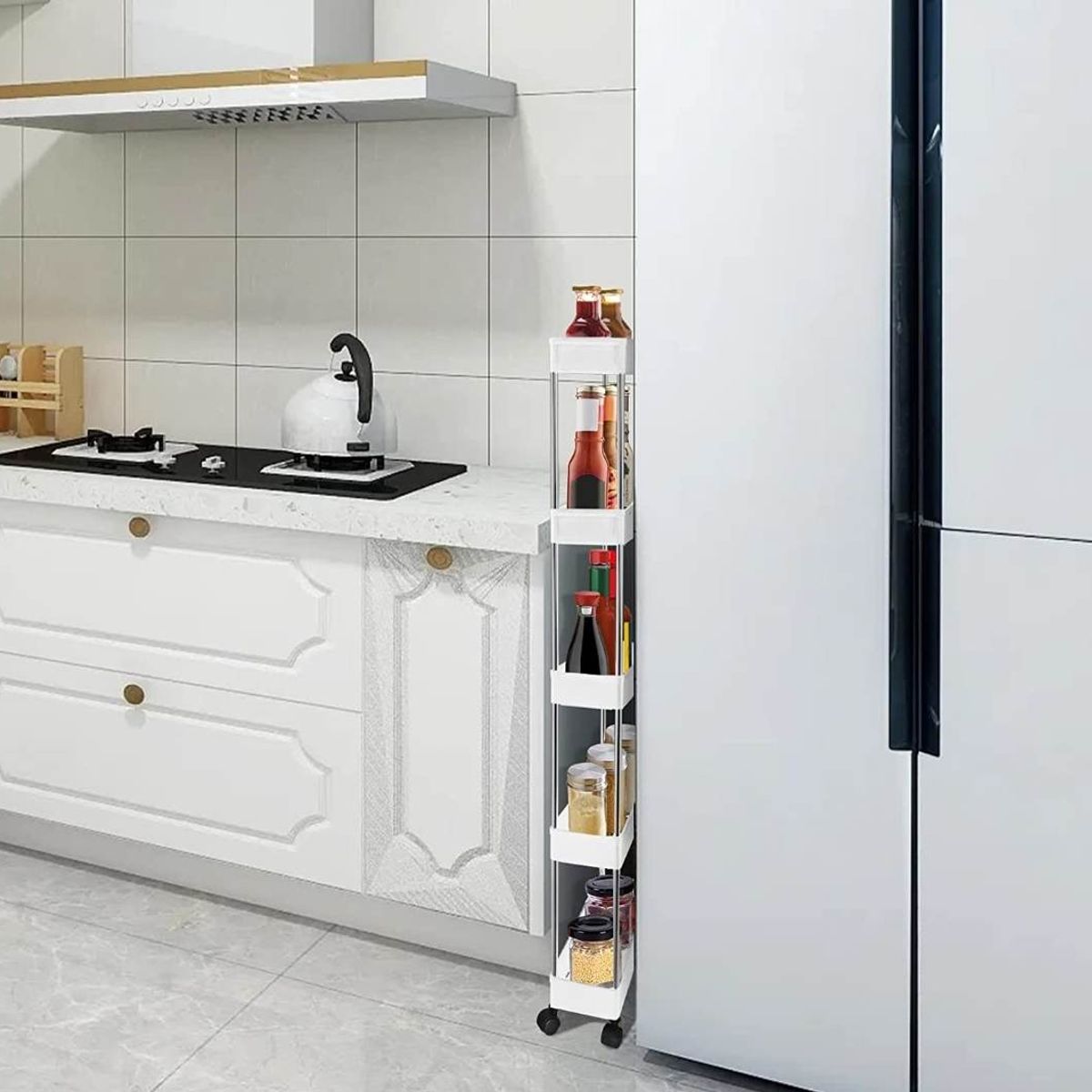 GENERICO - Carrito de 4 pisos Almacenamiento De Espacios Pequeños de Cocina