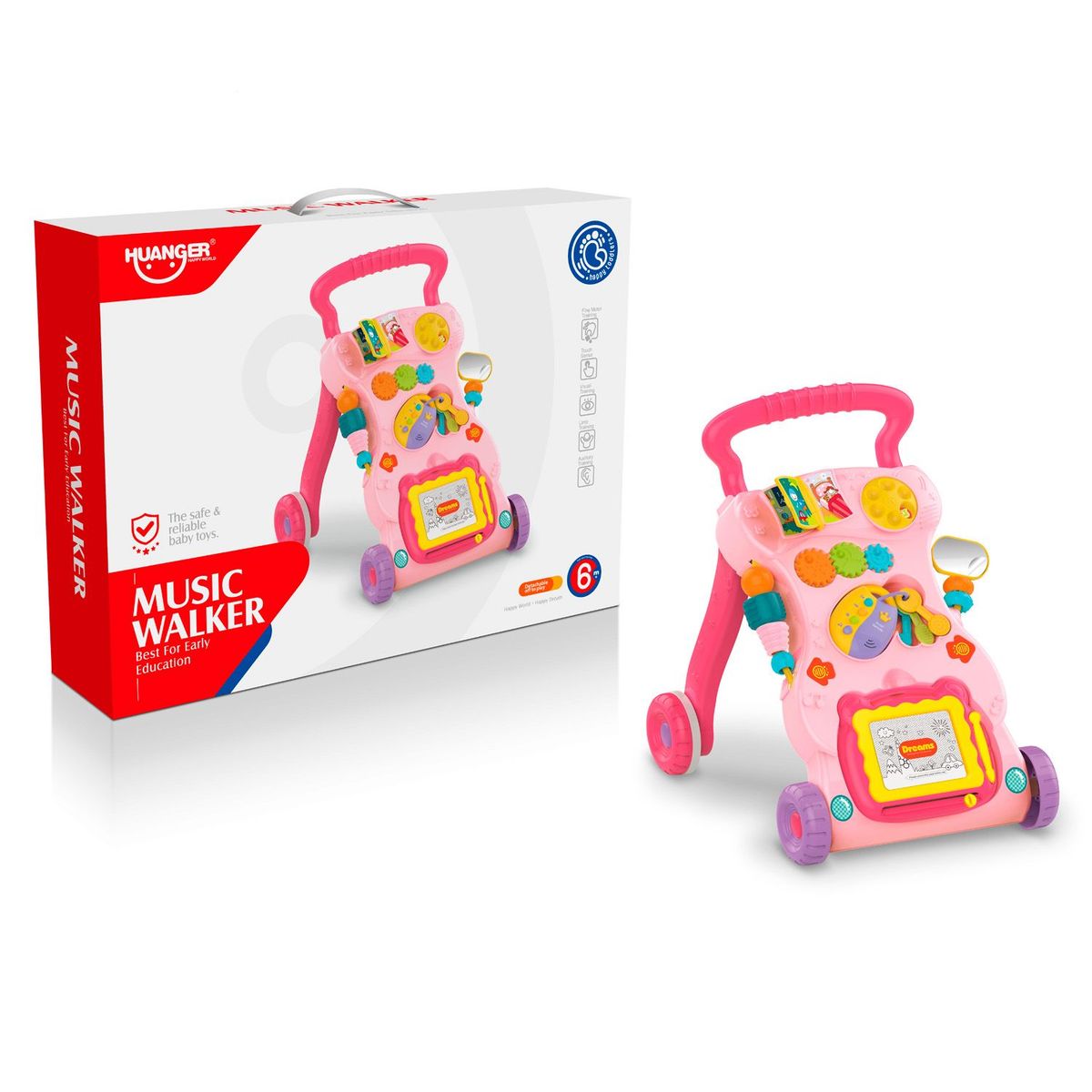 HUANGER - Caminador y Andadera Musical para Bebé Color Rosada