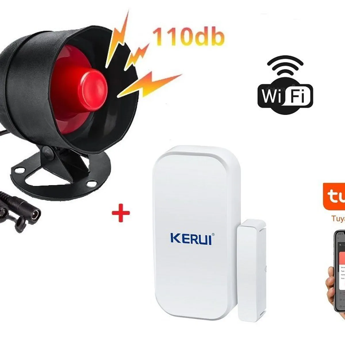 GENERICO - Sensor de Puerta Ventana Wifi Sirena Alarma Smartphone App Tuya Smart