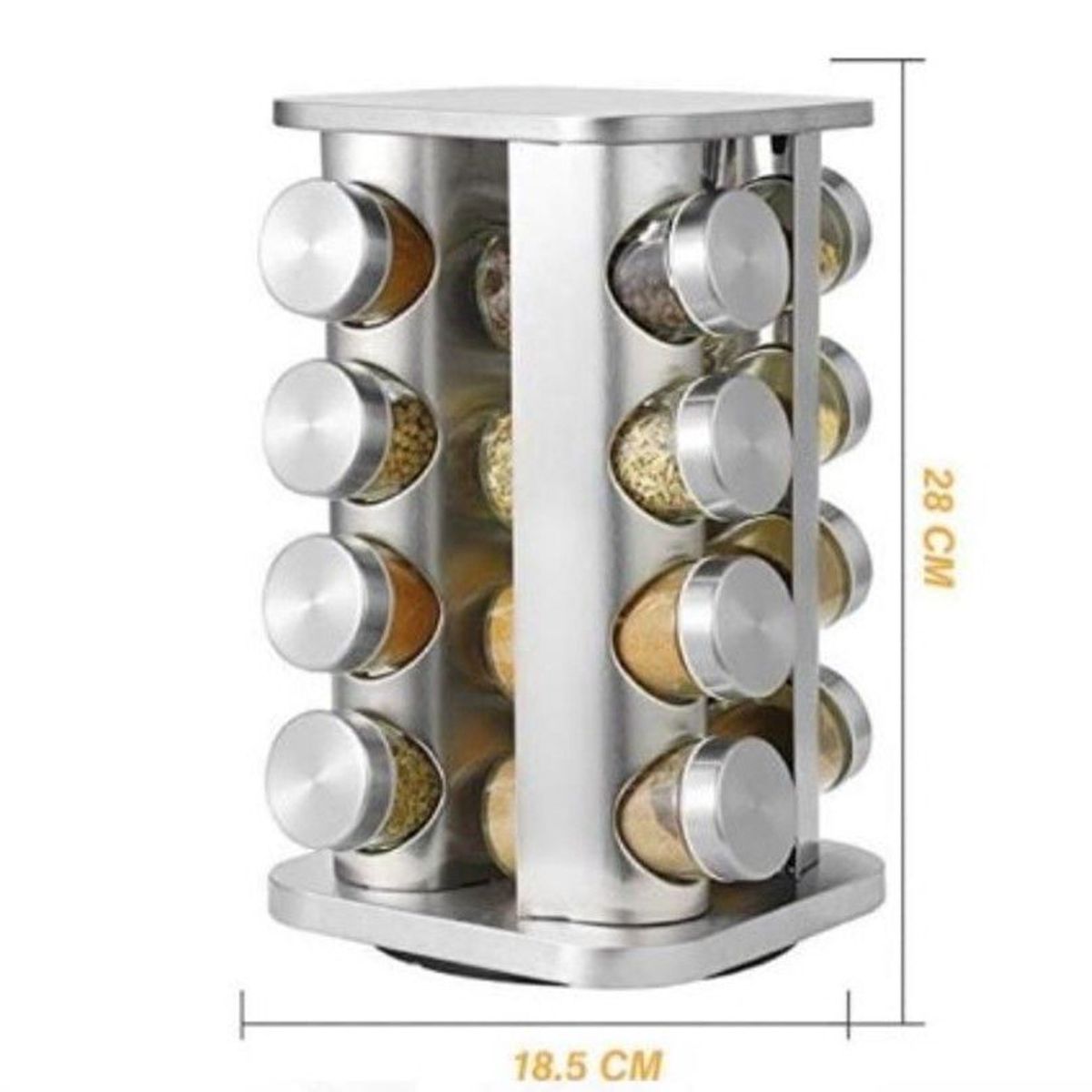 GENERICO - ORGANIZADOR CONDIMENTERO GIRATORIO DE 16 PCS-ACERO