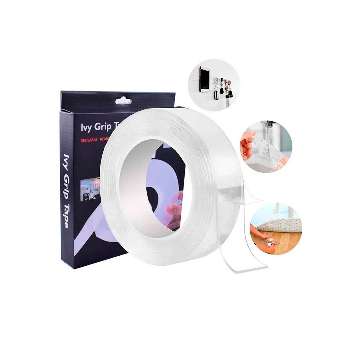 GRETAIL - Cinta Doble Contacto De 3mt Autoadhesiva Transparente