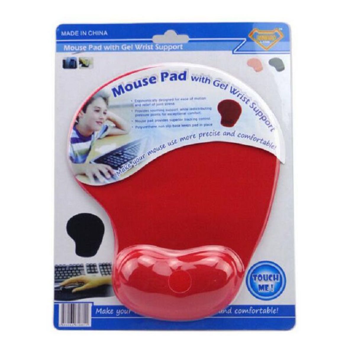 GENERICO - Pad Mouse Con Gel Con Descansador De Mano - Rojo