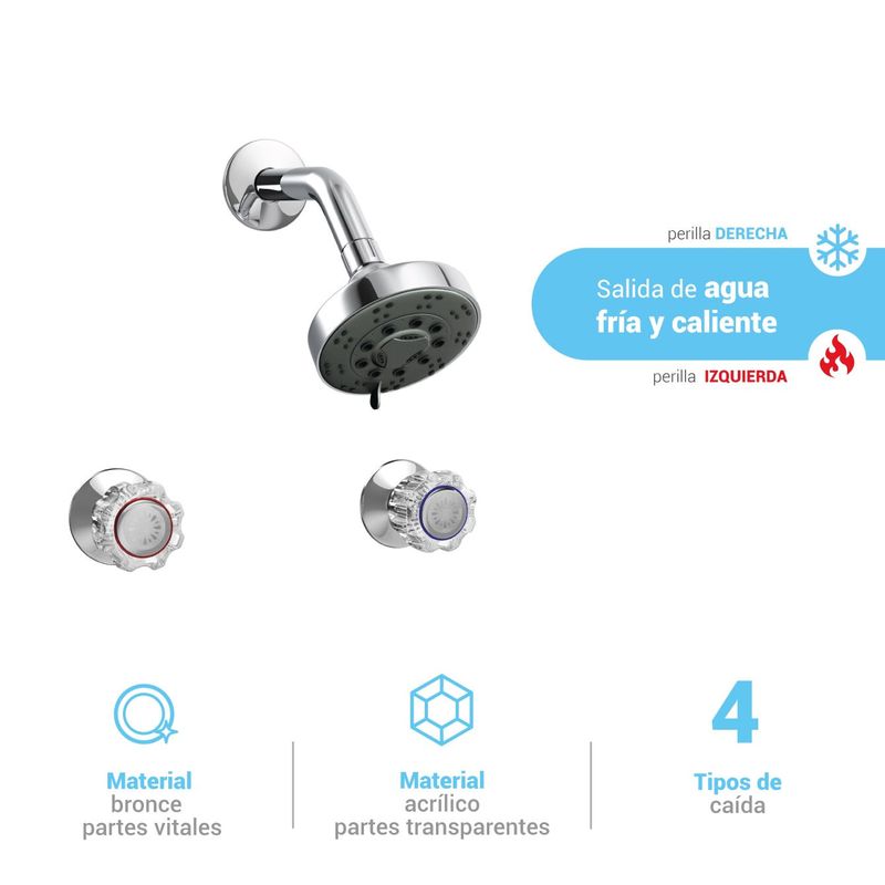 ITALGRIF - MEZCLADORA DE DUCHA BIMANDO ARUBA SALIDA TECNO CROMADO ITALGRIF